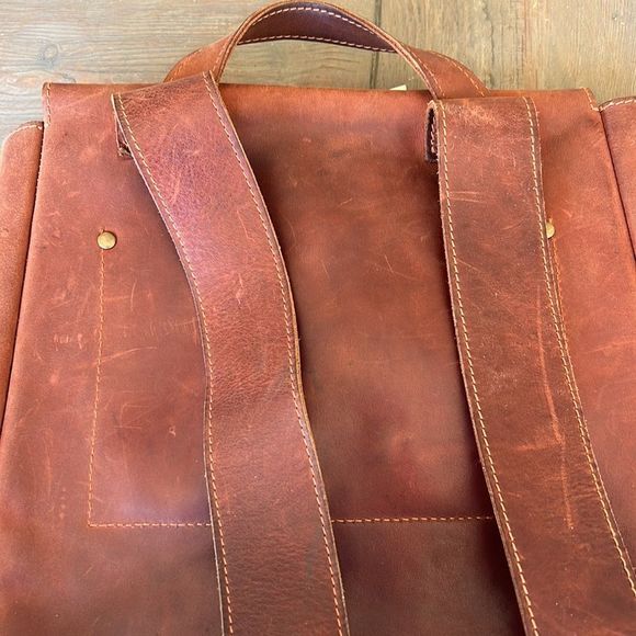 We the Free Handcrafted LEATHER BACKPACK in Cognac Brown - Picture 5 of 6